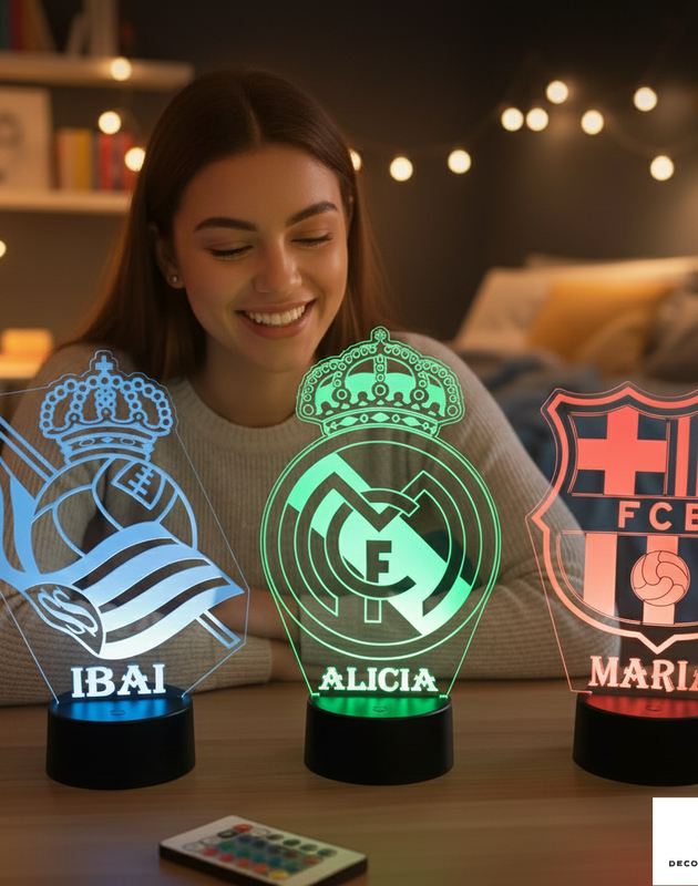 👉 Lámpara de fútbol personalizada con tu nombre y escudo – Envío gratis 24/48h