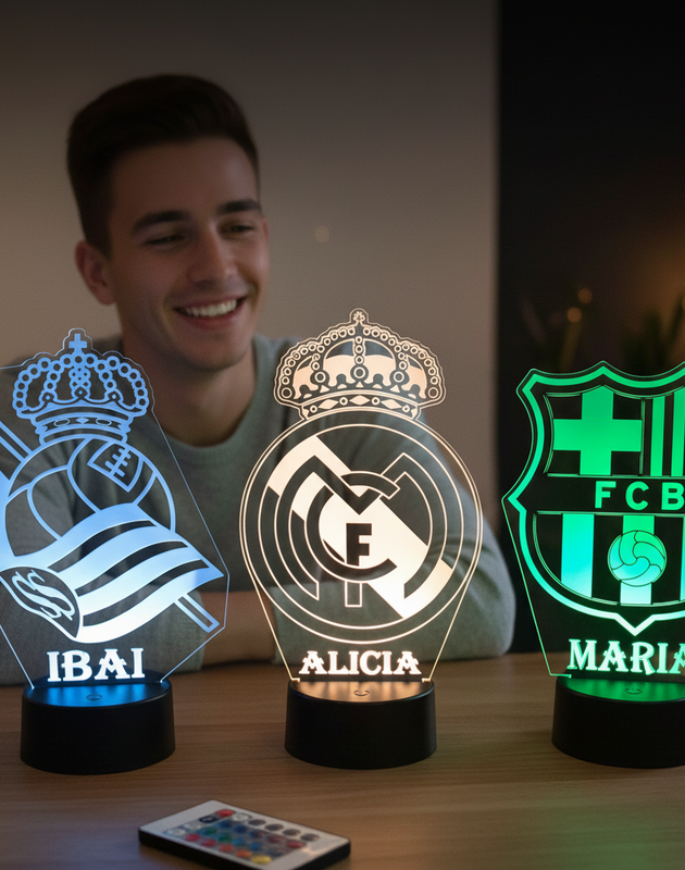👉 Lámpara de fútbol personalizada con tu nombre y escudo – Envío gratis 24/48h