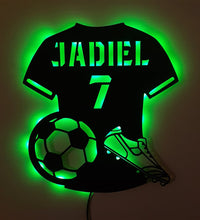 Camiseta Fútbol Personalizada en MDF – Opción LED personalizado de decoraconlaser