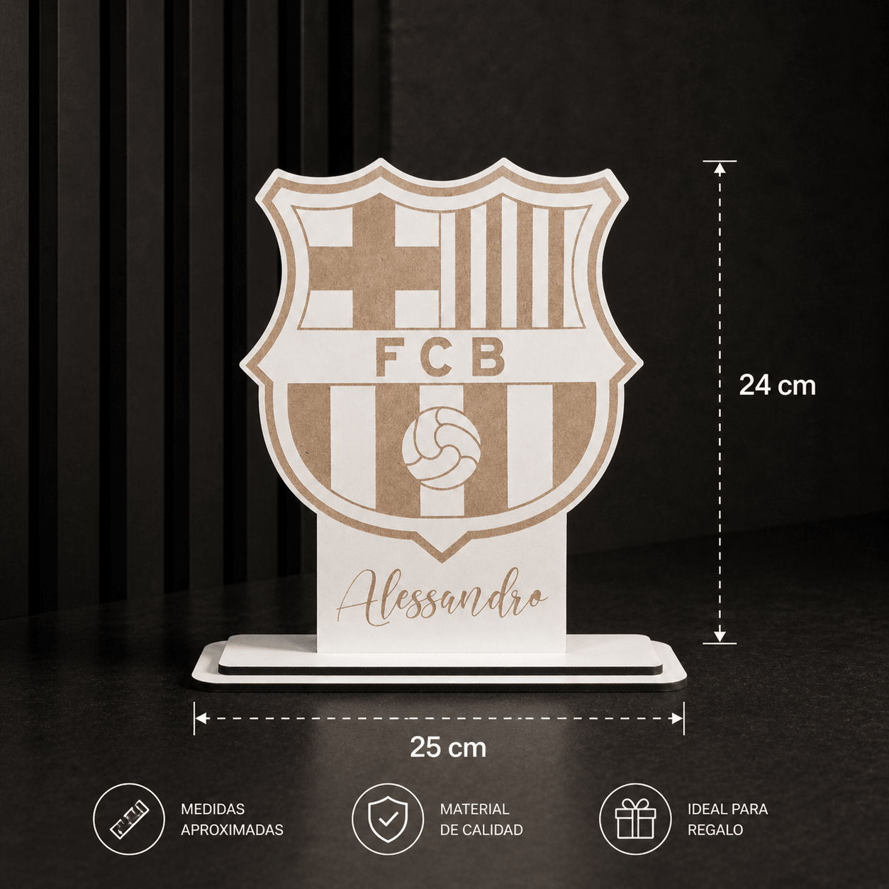 Escudo de fútbol personalizado con nombre y equipo | Regalo original personalizado de Decora Con Laser