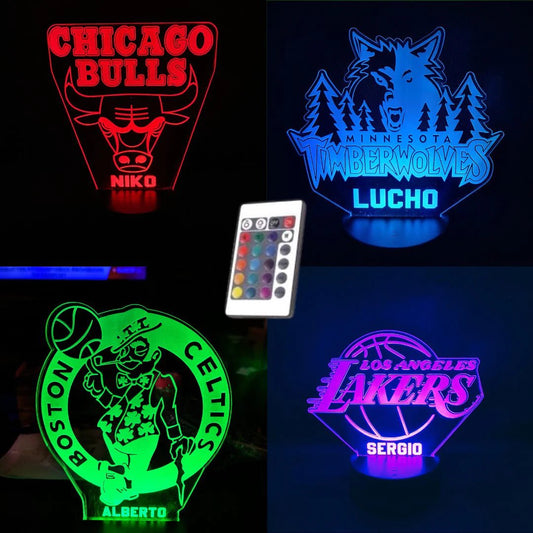 Lámpara Acrílica NBA personalizado de decoraconlaser