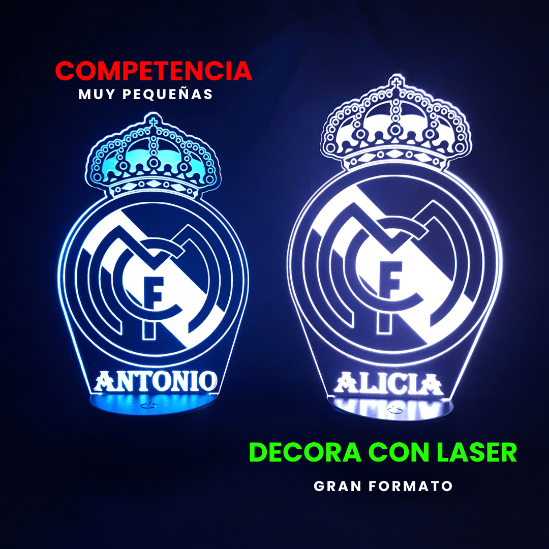 👉 Lámpara de fútbol personalizada con tu nombre y escudo – Envío gratis 24/48h personalizado de decoraconlaser