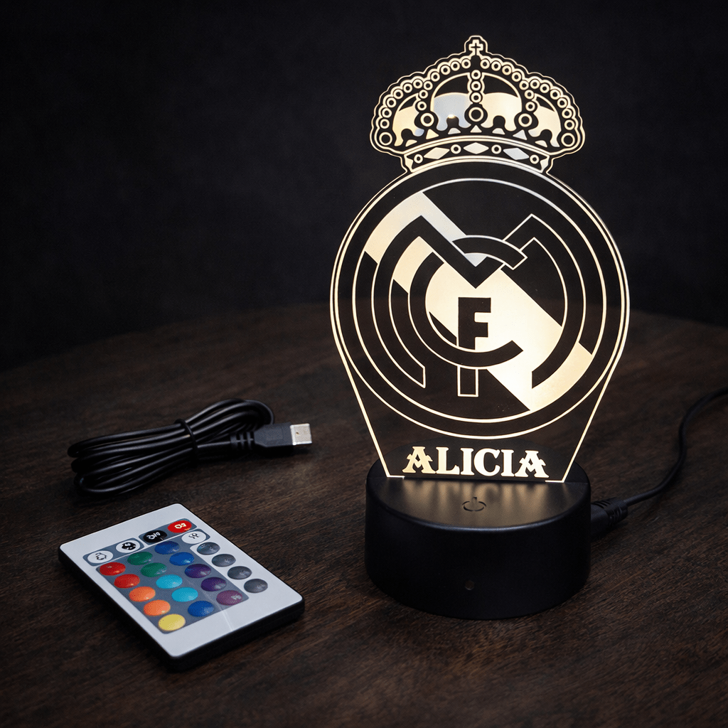 👉 Lámpara de fútbol personalizada con tu nombre y escudo – Envío gratis 24/48h personalizado de decoraconlaser
