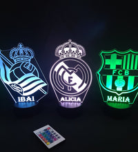 👉 Lámpara de fútbol personalizada con tu nombre y escudo – Envío gratis 24/48h personalizado de decoraconlaser