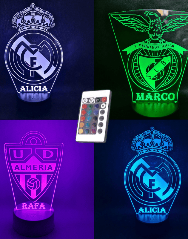 👉 Lámpara de fútbol personalizada con tu nombre y escudo – Envío gratis 24/48h personalizado de decoraconlaser