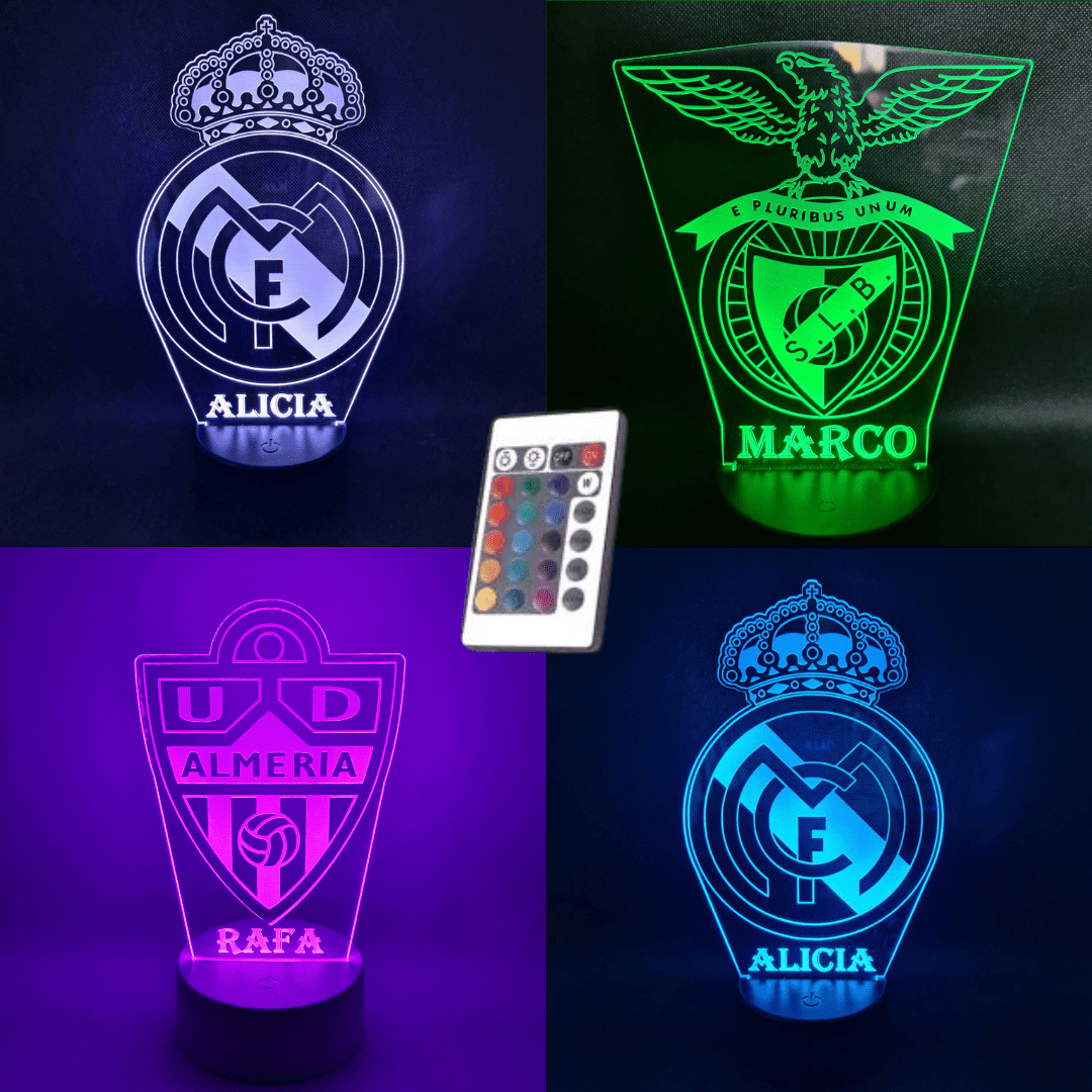 👉 Lámpara de fútbol personalizada con tu nombre y escudo – Envío gratis 24/48h personalizado de decoraconlaser