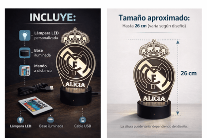 👉 Lámpara de fútbol personalizada con tu nombre y escudo – Envío gratis 24/48h personalizado de decoraconlaser