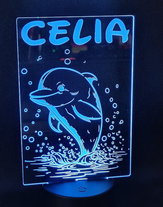 Lámpara Personalizada Delfín – Luz LED Decorativa en Acrílico personalizado de decoraconlaser